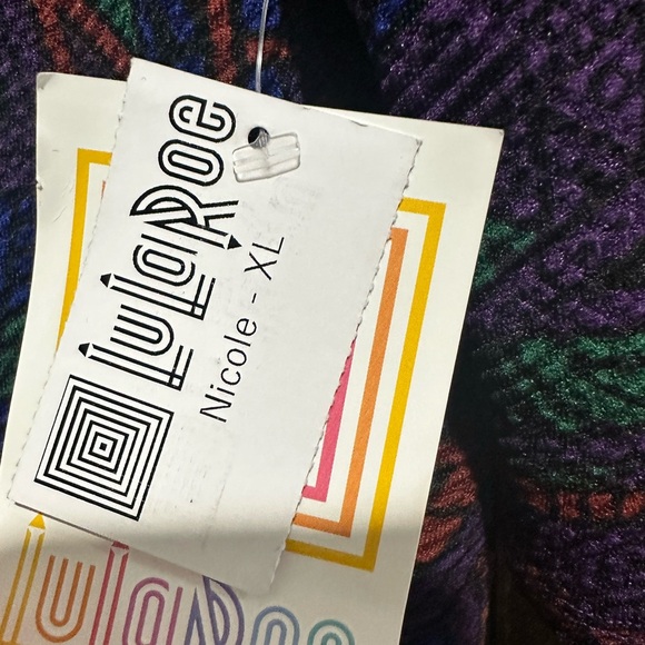 LuLaRoe Pink and Green Fit and Flare-NICOLE-Midi Dress - Picture 5 of 5